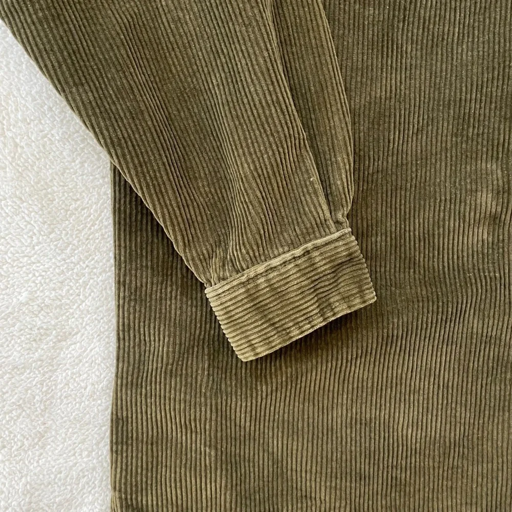 Vintage 90s Canyon River Blues Mens Medium Shirt Jacket Olive Green Corduroy Zip